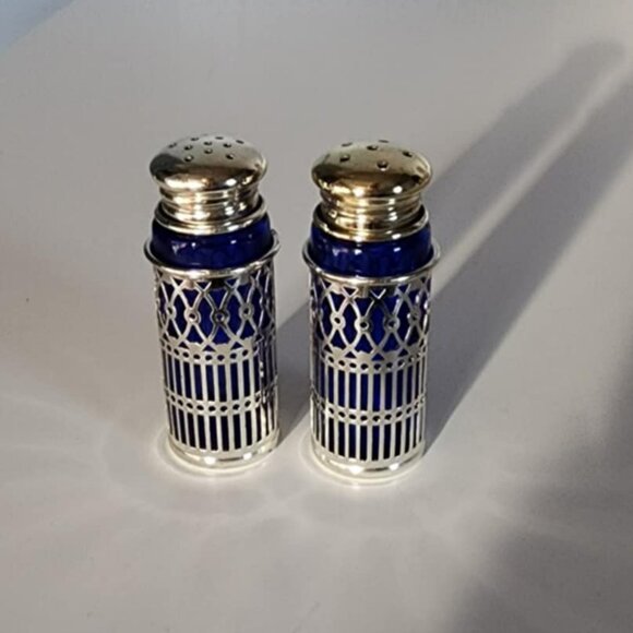 Excellent Condition - Vintage - Onieda Cobalt & Silver Salt & Pepper Shaker - Picture 3 of 4